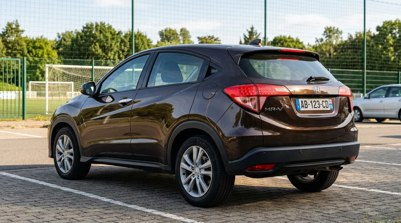 Honda HR-V marron foncé stationnée sur parking sportif