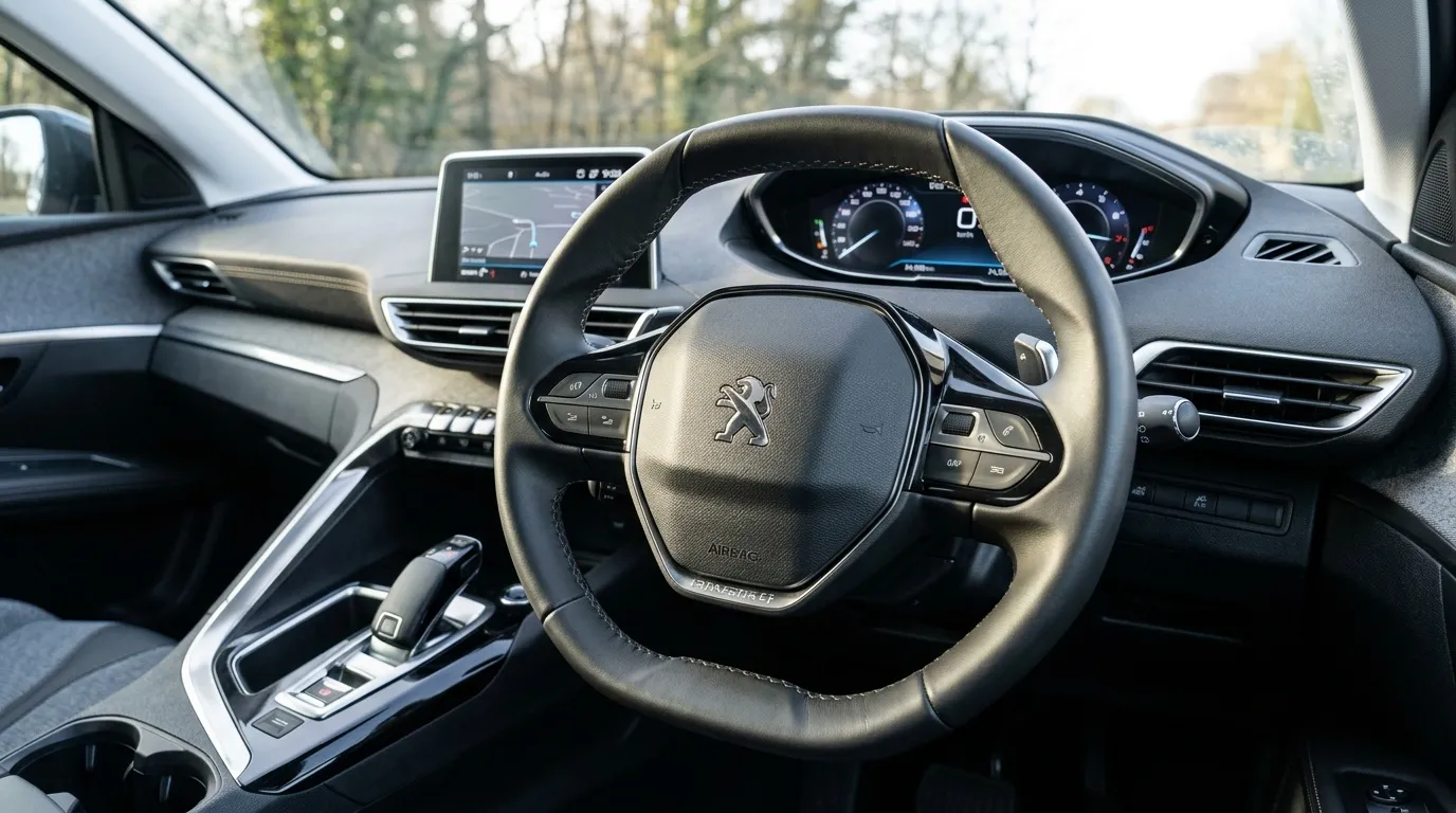 Tableau de bord et volant Peugeot avec écran tactile