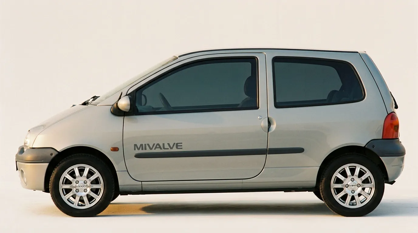 Vue latérale d'un monospace gris Renault Mivalve