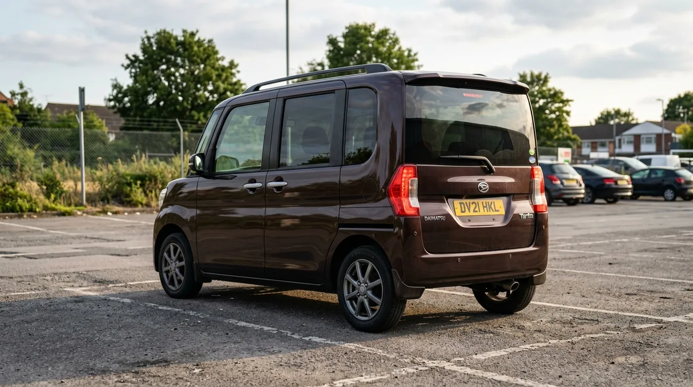 Voiture compacte marron Daihatsu garée sur parking